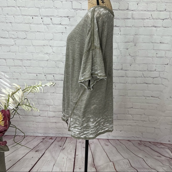 Free People Distressed Army/Moss Green Burn Out Style Top - Picture 6 of 12